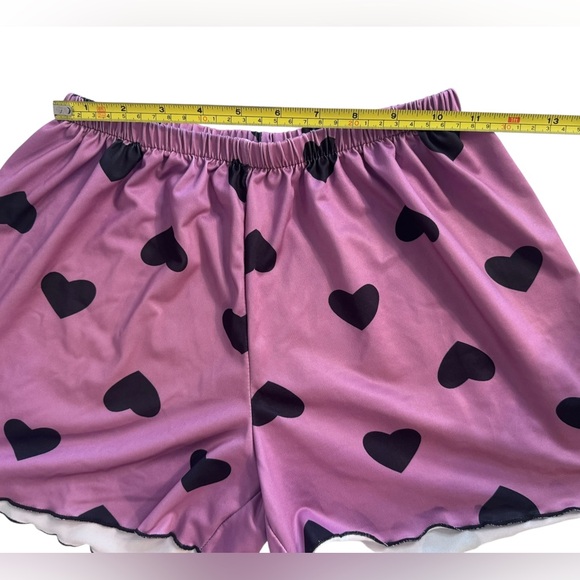 Women’s purple pink satin heart pajama set size S NWOT - Picture 8 of 12